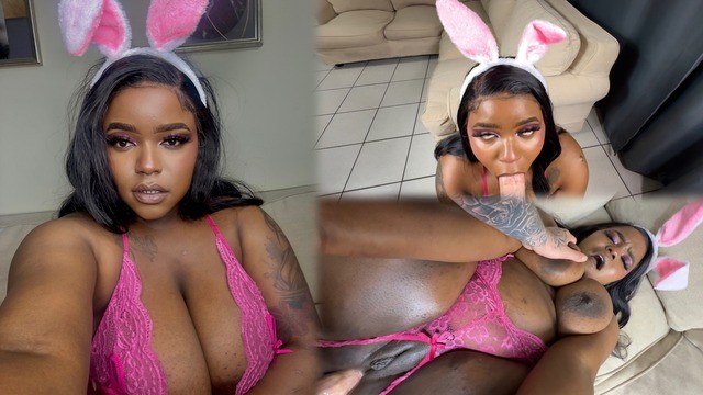 Thick Ebony Bunny Gets Fucked in all Her Holes for Easter